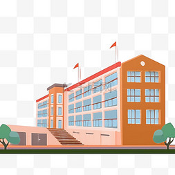 建筑纯色背景图片_学校建筑手绘元素教学楼