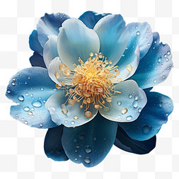 蓝色国庆节牡丹花装饰花朵节日美