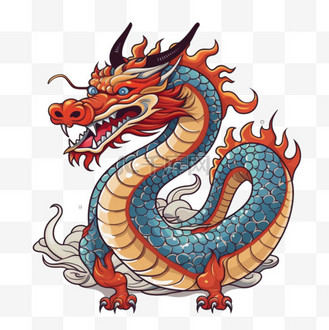 卡通中国风风格龙中国龙装饰国潮风