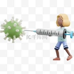 抗菌元素图片_3D棕色女性针筒杀毒医生形象提取