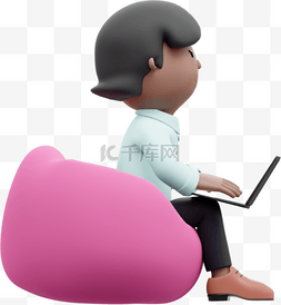 自由女性图片_漂亮自由办公姿势3D棕色懒人沙发