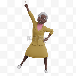 黑人女性老太太高兴庆祝