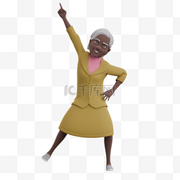黑人女性老太太高兴庆祝的姿势