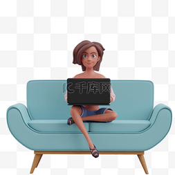 电脑动作图片_女性沙发姿势3D帅气电脑动作