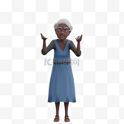 健身分解动作图片_3D黑人女性老太太帅气争论动作