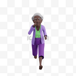 黑人女性老太太慢跑姿势元素