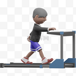 3D棕色男性跑步机运动形象