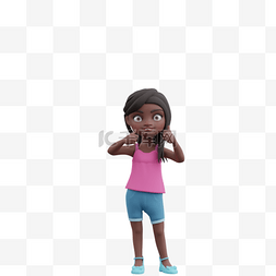 3D黑人女孩竖大拇指鼓励女人