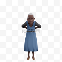 穿工装的女性图片_黑人女性老太太弯腰姿势动作观察