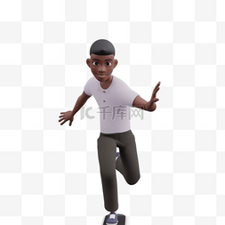 3D黑人男性滑滑板形象关键词3D黑