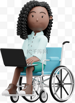 漂亮女性坐轮椅优雅工作