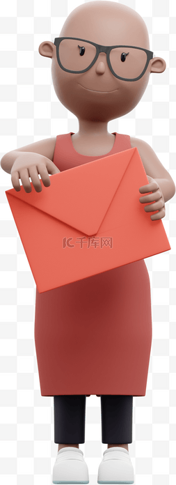 漂亮的女人写信姿势拿着3D棕色信