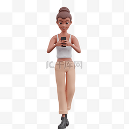 手机自带键盘图片_走路中的女人带着手机