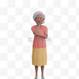 女性老太太小声悄悄说话的3D形象
