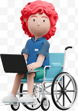 漂亮坐轮椅的女性办公形象