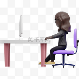 女性黑人3D办公形象优雅持电脑展