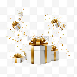 金色彩带礼盒图片_2022年新年快乐，圣诞快乐白色礼