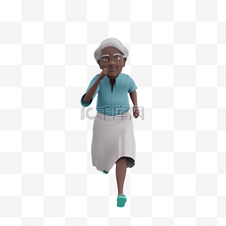 黑人女性老太太的帅气慢跑形象