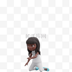 3D黑人女孩倒下姿势