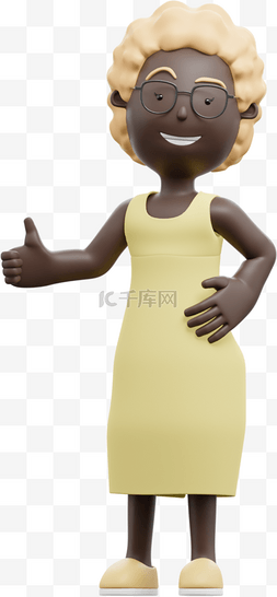 漂亮的黑人女性竖起大拇指形象