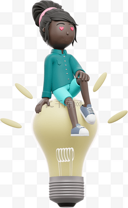需求激发图片_灵感激发黑人女性在灯泡上的独特