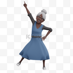 黑人女性老太太庆祝高兴的帅气动