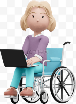 电脑动作图片_女性坐轮椅办公形象电脑动作姿势