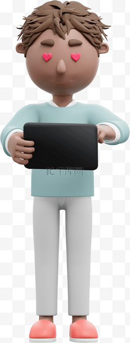 平板电脑3d图片_3D帅气男人使用平板电脑