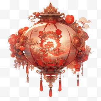 花灯圆形灯笼中国风ai元素立体免扣图案