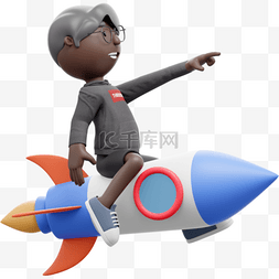 坐火箭起飞的黑人男性