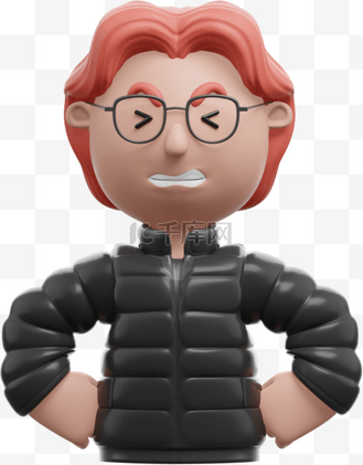 帅气男人生气叉腰