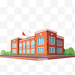 学校教学楼建筑手绘元素