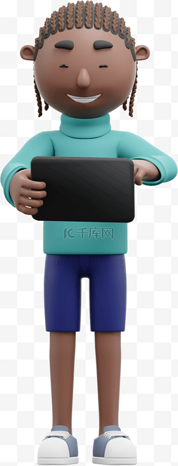 平板电脑3d图片_帅气男性使用平板姿势3D效果