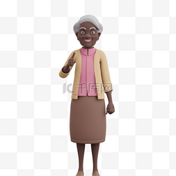黑人女性老太太竖大拇指手势动作