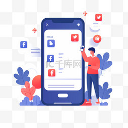 社交网络图片_平面设计的Facebook移动帖子