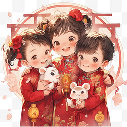 孩子们唐装新年过节免扣元素装饰