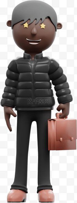 男性手提包图片_帅气3D黑人商务男性上班手提包形