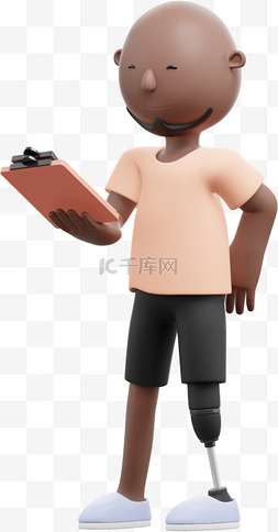 男性阅读文件帅气姿势3D棕色元素