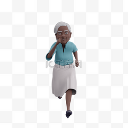 总统慢跑图片_3D黑人女性老太太帅气慢跑形象