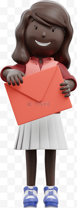 漂亮的黑人女性手持信封写信