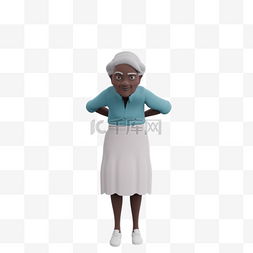 黑人女性老太太展现迷人弯腰动作