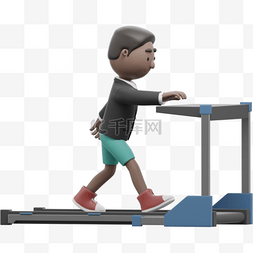 帅气动作展现3D黑人男性跑步机形