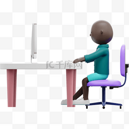 办公桌会议桌图片_3D黑人女性办公形象优雅动作展现