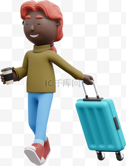 体现执着的图片_帅气黑人男子旅行优雅执着行李箱