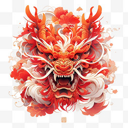 中国龙正面新年龙头国潮ai元素免扣图案个人vip和企业vip免费下载polo
