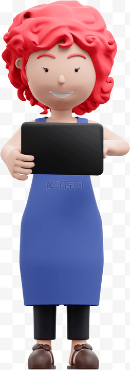 平板电脑3d图片_漂亮3D白人女性使用平板的动作姿
