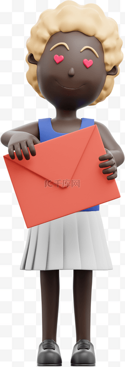 漂亮的黑人女性握信封倾身写信