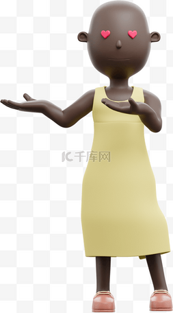 黑人女性迎宾手势3D模型