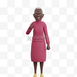 帅气黑人女性老太太竖大拇指手势