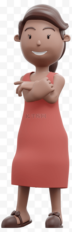 漂亮的3D棕色女性交叉双手形象